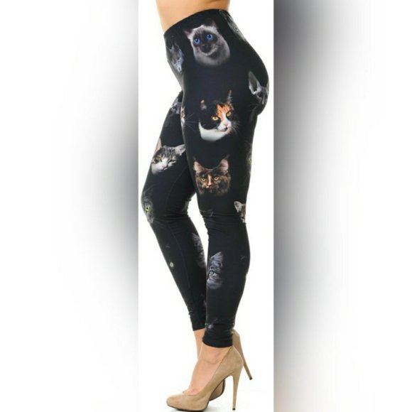 Buttery Soft Kitty Cat Face Leggings - Picture 2 of 7